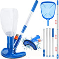 Upgraded Handheld Portable Pool Vacuum Cleaner with Pool Skimmer Net, 4 Section Poles of 60", Handheld Pool Vacuum Jet Cleaner Attaches to Garden Hose for Above Ground Pool Spa Pond Fountains - Great Deal!
