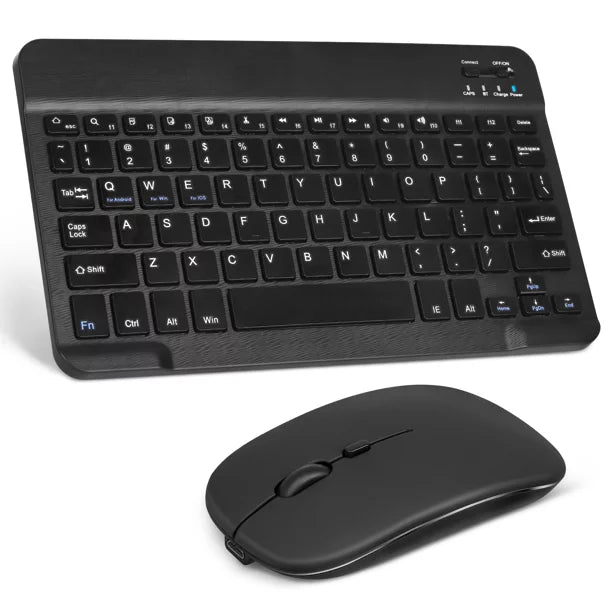 Premium Rechargeable Wireless Keyboard and Mouse Combo Ultra Slim Full-Size Keyboard and Ergonomic Mouse for ZTE Axon 30 Ultra 5G and All Wireless Enabled Mac/Tablet/iPad/PC/Laptop - Onyx Black